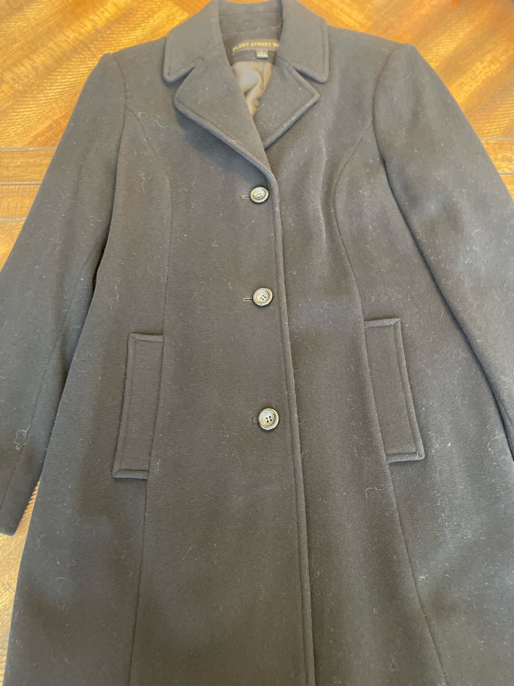 Classic Fleet Wool Women's Black Wool Coat - Timeless Tailored Style